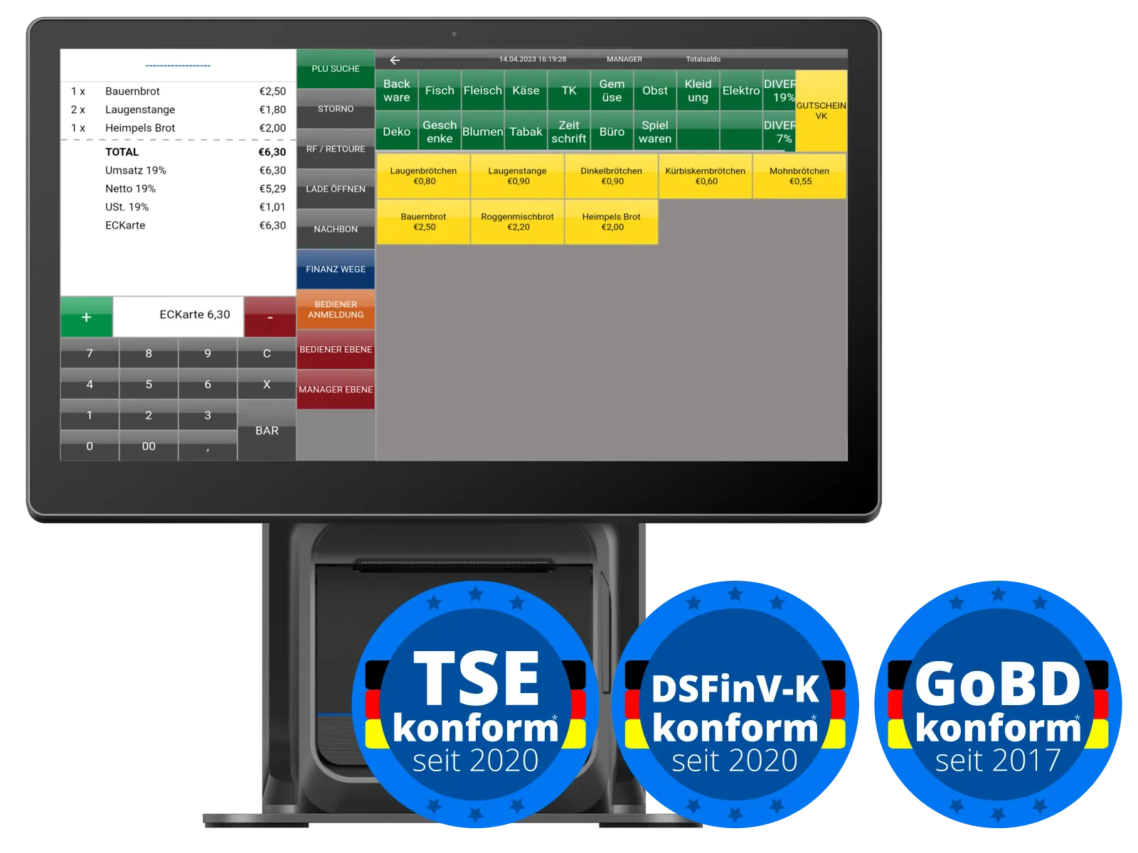 Gastronomie Kassensystem finanzamtkonform TSE GoBD POSSUM16 G2DS (2026)