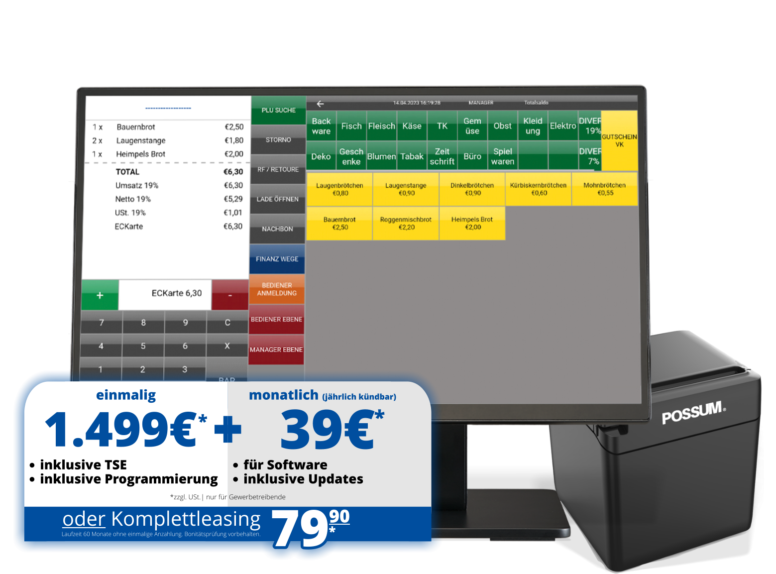 HEGA7116 Kassensystem mit Drucker Banner Bild mit Preis