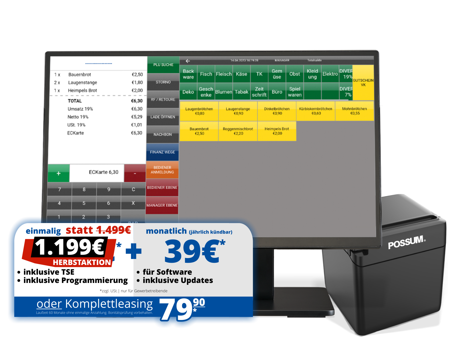 HEGA7116 Kassensystem mit Drucker Banner Bild mit Preis - Herbstaktion BlackFriday Sale