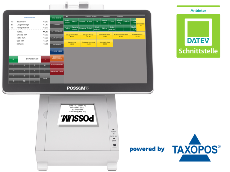 POSSUM16 Kassensystem mit DATEV Schnittstelle powered by TAXOPOS